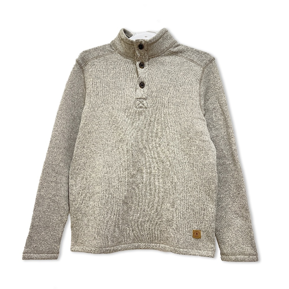 G.H. Bass &Co Heather Grey Men's Small Button Pullover Sweater Mock Turtleneck